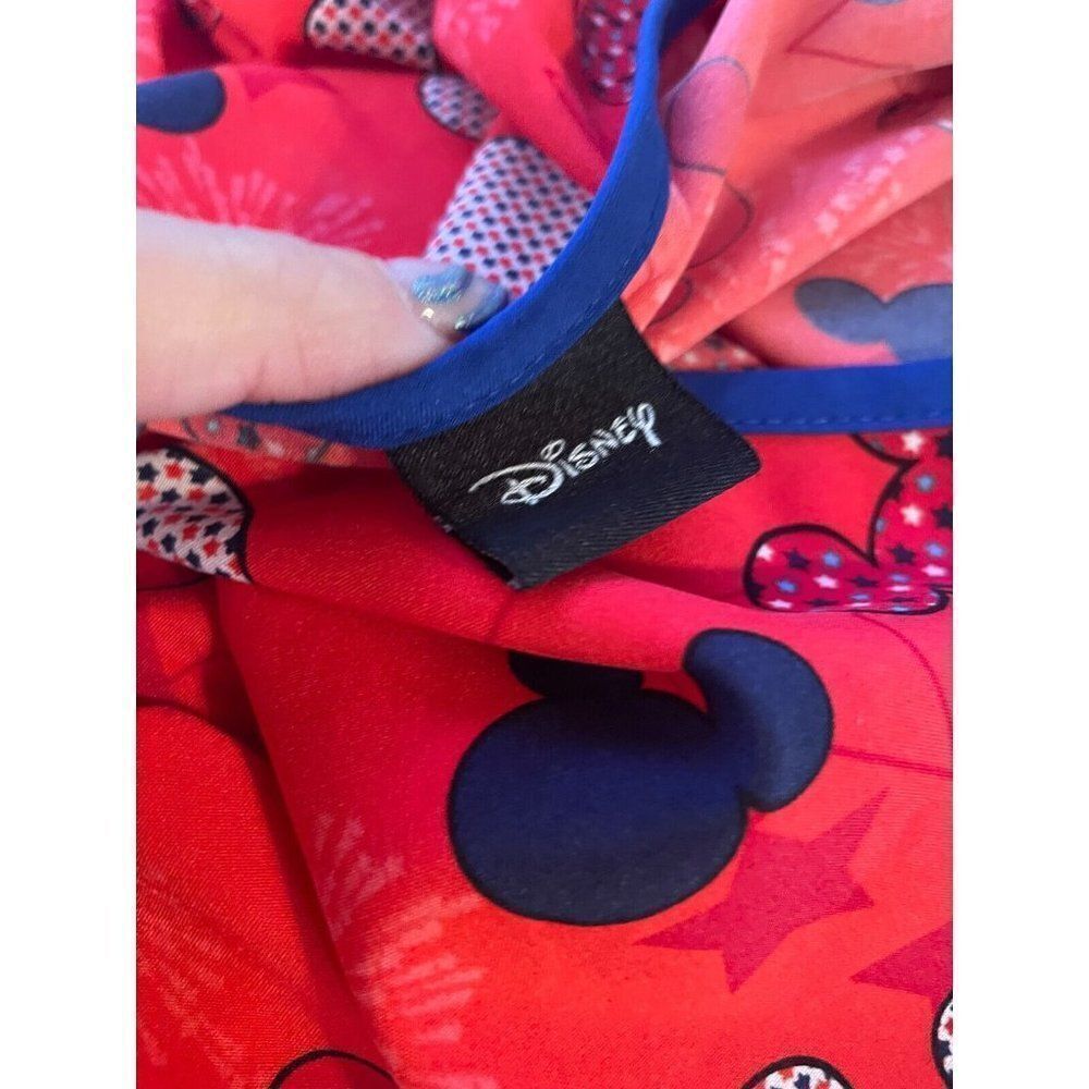 Disney | America Red White Blue Mickey Mouse Pockets Scrub Top Sz XL - Picture 3 of 6